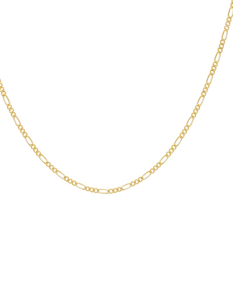 Front of a size 16" Baby Figaro Necklace 14K Gold 16" in 14K Gold by By Adina Eden. | dia_product_style_image_id:292220